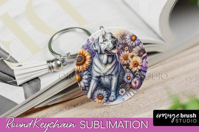 Labrador Retriever Keychain - Dog mom Floral Keychain Sublimation Design Sublimation OrangeBrushStudio 