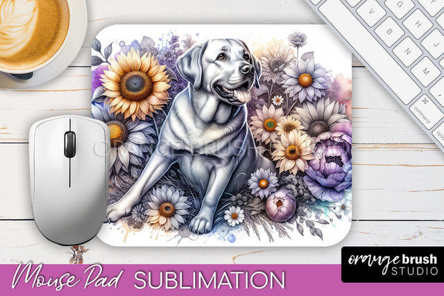Labrador Retriever Mouse Pad Design - Dog Mom Floral Mousepad Sublimation Sublimation OrangeBrushStudio 