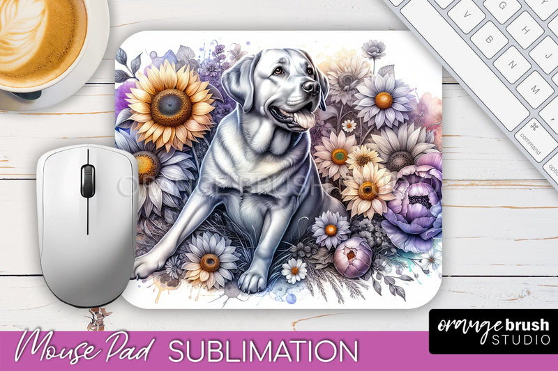 Labrador Retriever Mouse Pad Design - Dog Mom Floral Mousepad Sublimation Sublimation OrangeBrushStudio 