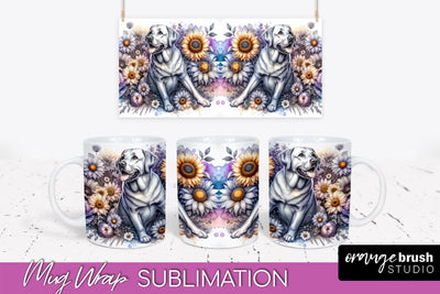 Labrador Retriever Mug Wrap - Dog Mom Floral Coffee Mug PNG Sublimation Sublimation OrangeBrushStudio 