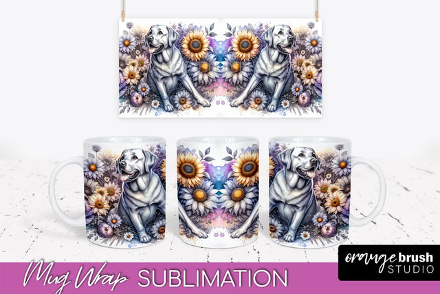 Labrador Retriever Mug Wrap - Dog Mom Floral Coffee Mug PNG Sublimation Sublimation OrangeBrushStudio 
