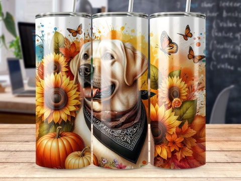 Labrador Retriever Tumbler Sublimation Wrap, Autumn Dog Wrap Sublimation BijouBay 