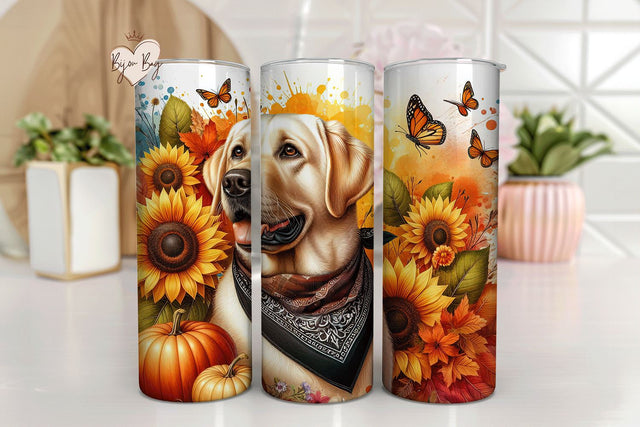 Labrador Retriever Tumbler Sublimation Wrap, Autumn Dog Wrap Sublimation BijouBay 