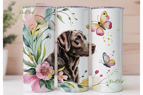 Labrador with Butterflies 20oz Tumbler Sublimation PixelChick 
