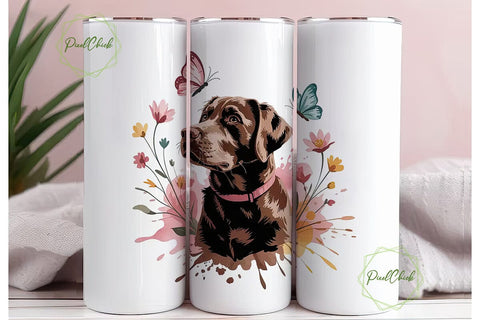 Labrador with Butterflies 20oz Tumbler Sublimation PixelChick 