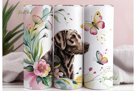 Labrador with Butterflies 20oz Tumbler Sublimation PixelChick 