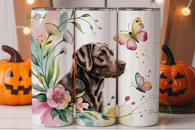 Labrador with Butterflies 20oz Tumbler Sublimation PixelChick 