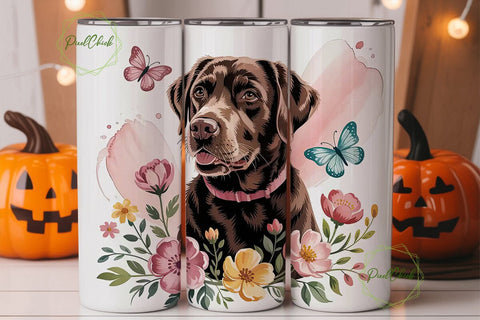 Labrador with Butterflies 20oz Tumbler Sublimation PixelChick 