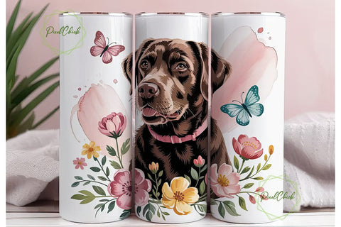 Labrador with Butterflies 20oz Tumbler Sublimation PixelChick 