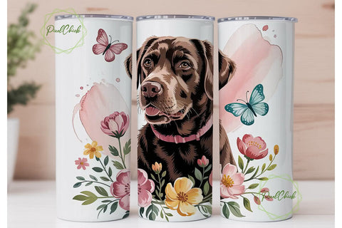 Labrador with Butterflies 20oz Tumbler Sublimation PixelChick 