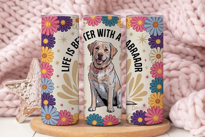 Labrador with Daisies 20oz Tumbler Wrap Sublimation DesignSVG 
