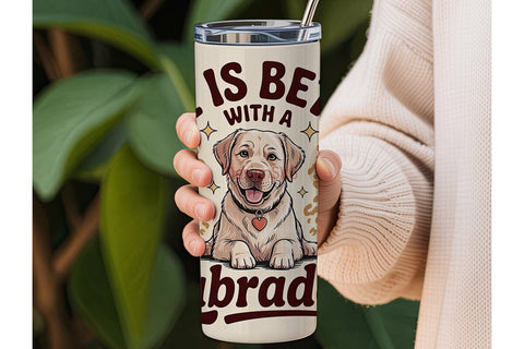 Labrador with Daisies 20oz Tumbler Wrap Sublimation DesignSVG 