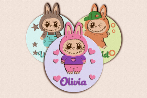 Labubu Character Personalized Kids Wall Art SVG LaserCutano 