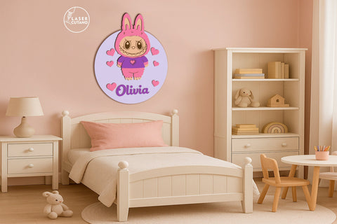 Labubu Character Personalized Kids Wall Art SVG LaserCutano 