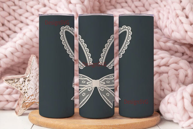 Lace Bunny Ears Bow 20oz Tumbler Sublimation DesignSVG 