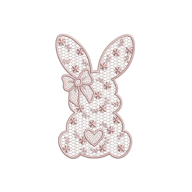 Lace Easter Bunny with Bow Embroidery Design, 4 sizes, Instant Download Embroidery/Applique DESIGNS Nino Nadaraia 