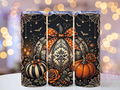 Lace Gothic Pumpkin 20oz Tumbler, Gothic Pumpkin, Lace Style, Halloween Theme, Sublimation Wrap, 20oz Tumbler, Dark Aesthetic, Elegant Design Sublimation SvggirlplusArt 