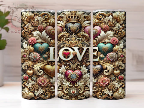 Lace Heart Valentine's Day Tumbler Wrap, Love and Hearts Wrap, 20oz Sublimation Tumbler, Lace Heart Design, Romantic Drinkware, Cute Valentine's Gift, Heart Pattern Tumbler Sublimation Lara' s Designs 
