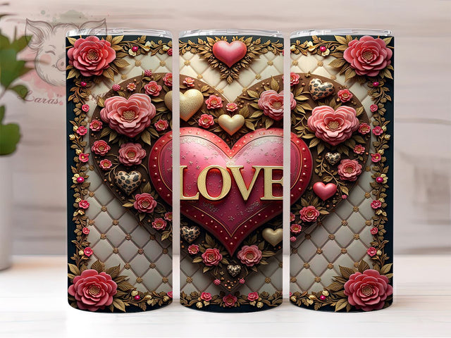 Lace Heart Valentine's Day Tumbler Wrap, Love and Hearts Wrap, 20oz Sublimation Tumbler, Lace Heart Design, Romantic Drinkware, Cute Valentine's Gift, Heart Pattern Tumbler Sublimation Lara' s Designs 