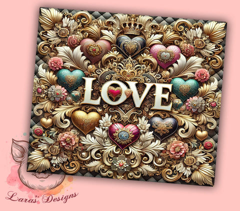 Lace Heart Valentine's Day Tumbler Wrap, Love and Hearts Wrap, 20oz Sublimation Tumbler, Lace Heart Design, Romantic Drinkware, Cute Valentine's Gift, Heart Pattern Tumbler Sublimation Lara' s Designs 