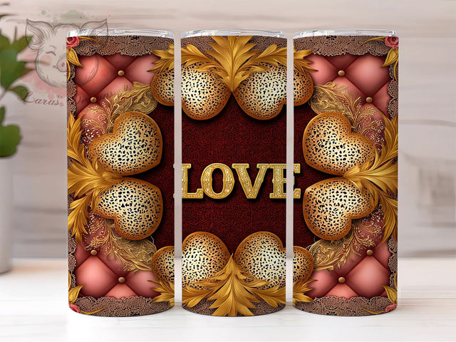 Lace Heart Valentine's Day Tumbler Wrap, Love and Hearts Wrap, 20oz Sublimation Tumbler, Lace Heart Design, Romantic Drinkware, Cute Valentine's Gift, Heart Pattern Tumbler Sublimation Lara' s Designs 