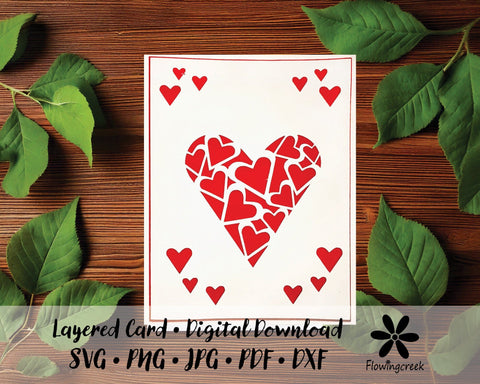 Lace Hearts 3D Layered Greeting Card SVG Cut File Easy DIY for Birthday, Anniversary, or Valentine’s Day 3D Paper Flowingcreek 