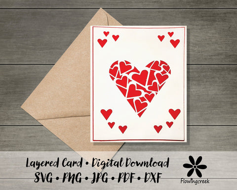 Lace Hearts 3D Layered Greeting Card SVG Cut File Easy DIY for Birthday, Anniversary, or Valentine’s Day 3D Paper Flowingcreek 