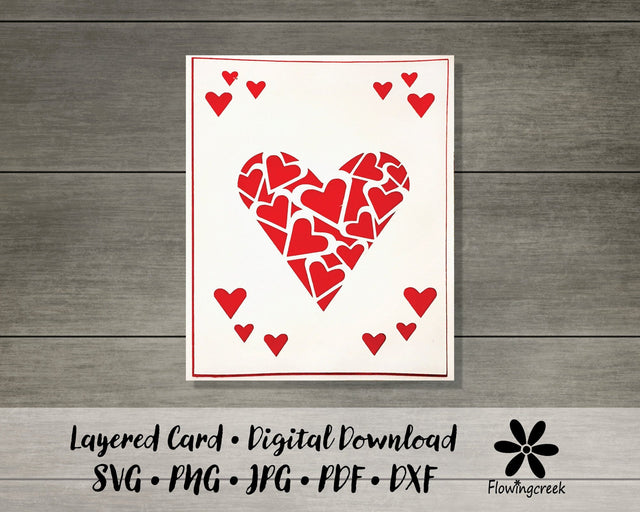 Lace Hearts 3D Layered Greeting Card SVG Cut File Easy DIY for Birthday, Anniversary, or Valentine’s Day 3D Paper Flowingcreek 