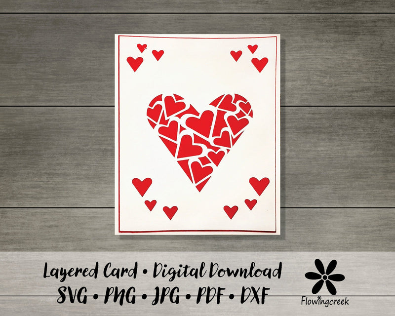 Lace Hearts 3D Layered Greeting Card SVG Cut File Easy DIY for Birthday, Anniversary, or Valentine’s Day 3D Paper Flowingcreek 