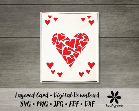 Lace Hearts 3D Layered Greeting Card SVG Cut File Easy DIY for Birthday, Anniversary, or Valentine’s Day 3D Paper Flowingcreek 
