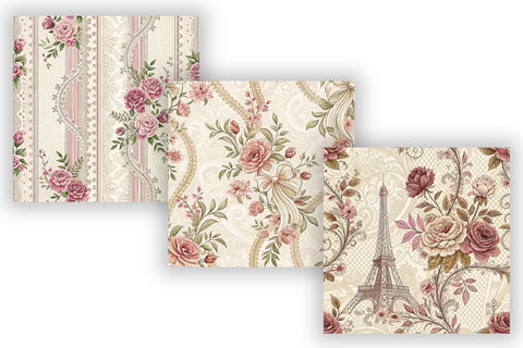 Lace Toile Digital Paper Pack, Elegant Vintage Lace & Floral Seamless Patterns, Scrapbooking & Printable Crafts Digital Pattern FloridPrintables 
