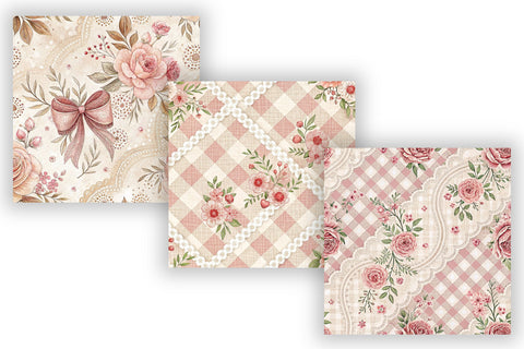 Lace Toile Digital Paper Pack, Elegant Vintage Lace & Floral Seamless Patterns, Scrapbooking & Printable Crafts Digital Pattern FloridPrintables 