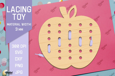 Lacing Toys. Educational Toy Laser Cut. Apple SVG SVG Evgenyia Guschina 