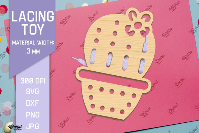 Lacing Toys. Educational Toy Laser Cut. Cactus SVG SVG Evgenyia Guschina 