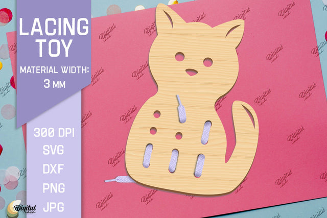 Lacing Toys. Educational Toy Laser Cut. Cat SVG SVG Evgenyia Guschina 