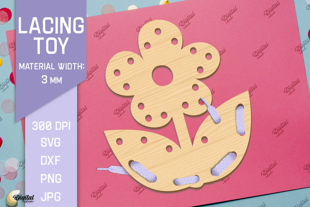 Lacing Toys. Educational Toy Laser Cut. Flower SVG SVG Evgenyia Guschina 