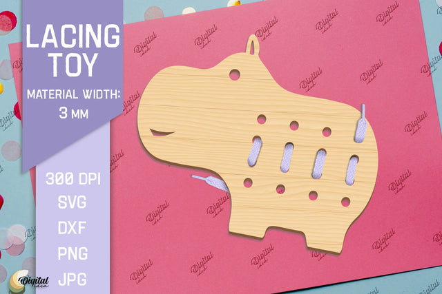 Lacing Toys. Educational Toy Laser Cut. Hippo SVG SVG Evgenyia Guschina 
