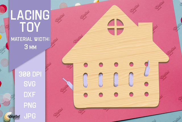 Lacing Toys. Educational Toy Laser Cut. House SVG SVG Evgenyia Guschina 