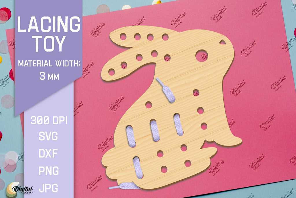 Lacing Toys. Educational Toy Laser Cut. Rabbit SVG - So Fontsy
