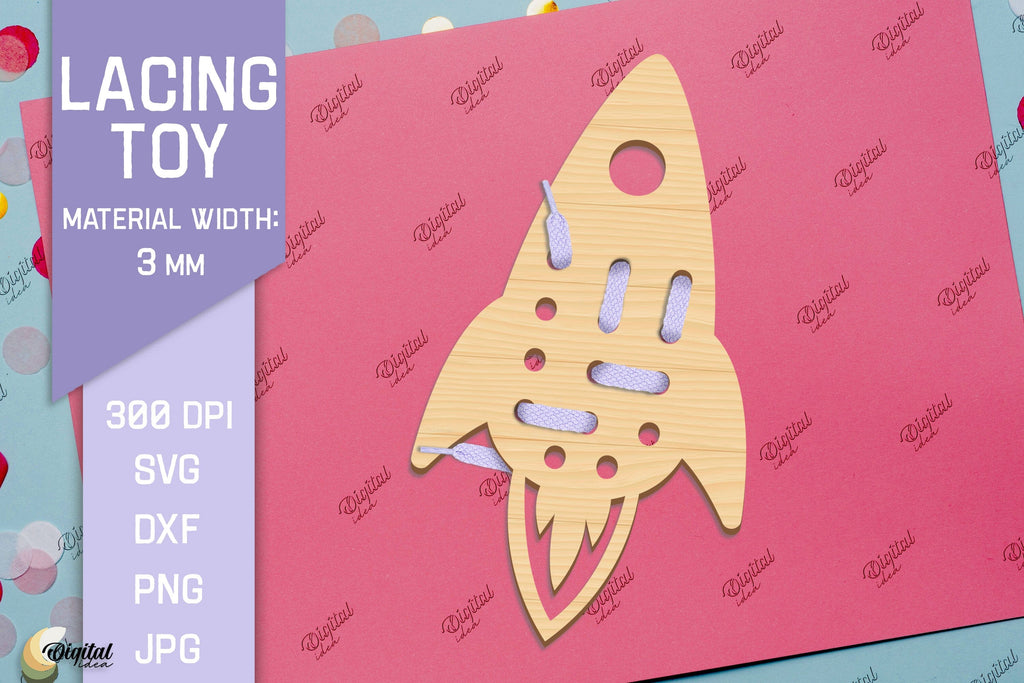 Lacing Toys. Educational Toy Laser Cut. Rocket SVG - So Fontsy