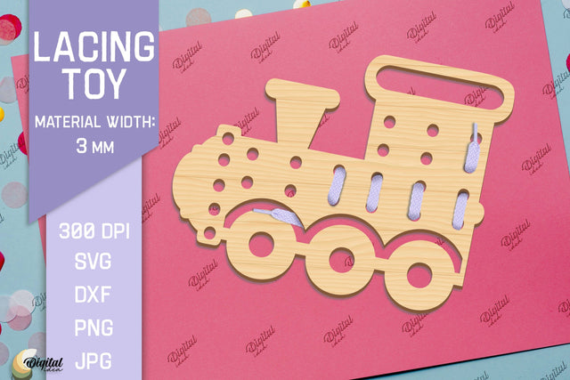 Lacing Toys. Educational Toy Laser Cut. Steam Train SVG SVG Evgenyia Guschina 