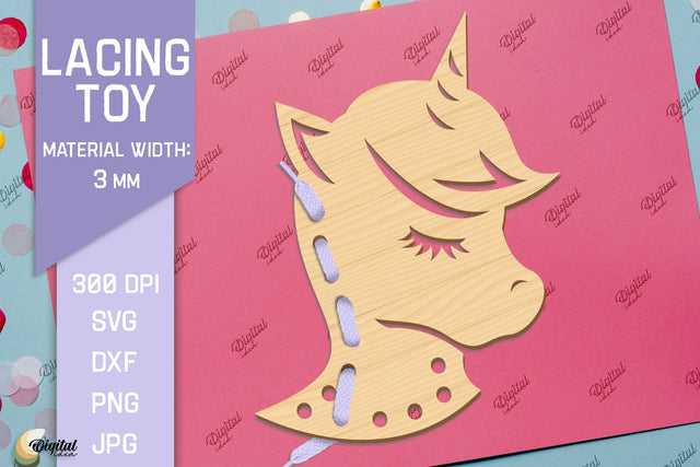 Lacing Toys. Educational Toy Laser Cut. Unicorn SVG SVG Evgenyia Guschina 