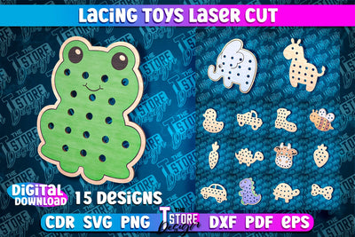 Lacing Toys Laser Cut | Toys Laser Cut Design | CNC Files SVG The T Store Design 