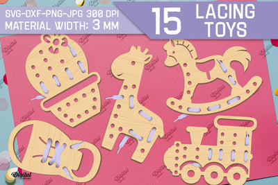 Lacing Toys SVG Bundle. Educational Toys Laser Cut SVG Evgenyia Guschina 
