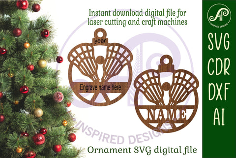 Lacrosse Christmas Ornament SVG laser cut SVG APInspireddesigns 