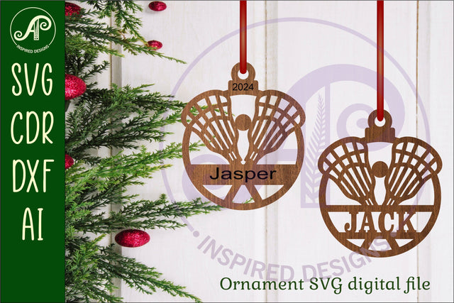 Lacrosse Christmas Ornament SVG laser cut SVG APInspireddesigns 