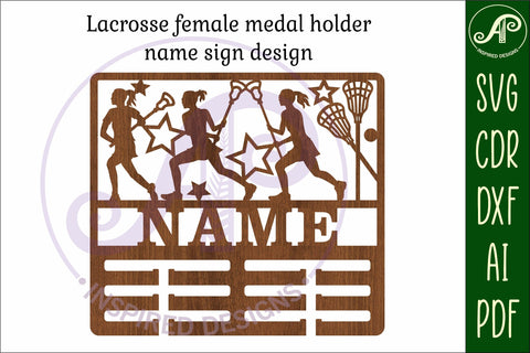 Lacrosse female medal holder Name svg laser cut SVG APInspireddesigns 