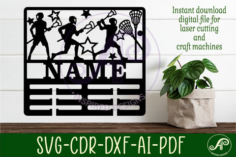 Lacrosse male medal holder Name svg laser cut SVG APInspireddesigns 