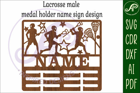 Lacrosse male medal holder Name svg laser cut SVG APInspireddesigns 