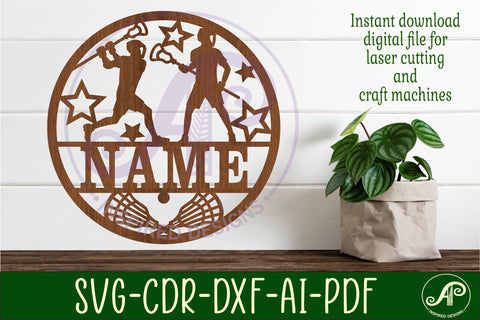 Lacrosse male name sign svg laser SVG APInspireddesigns 